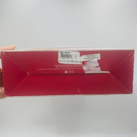 Elements Ceramic Dark Ethnic Nativity Set with Wooden Manger Figurines Set of 10 - Picture 9 of 12